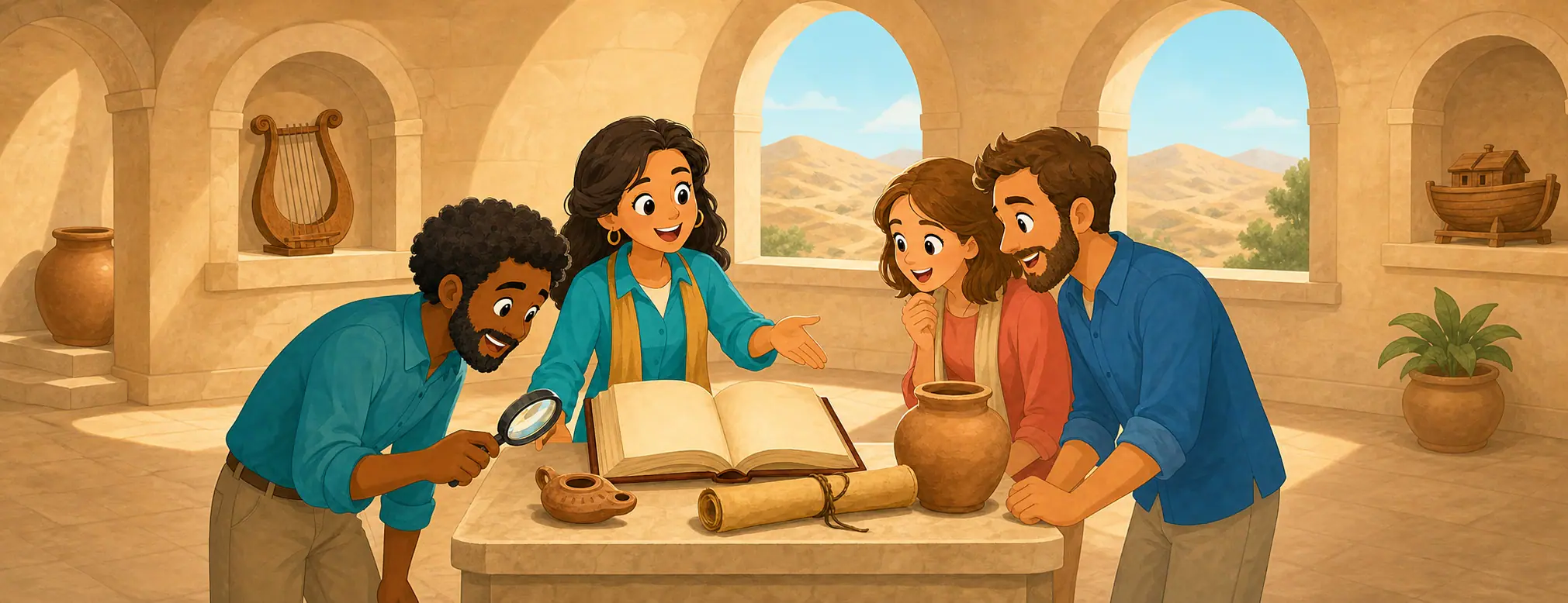 Biblia abierta y elementos visuales relacionados con curiosidades bíblicas