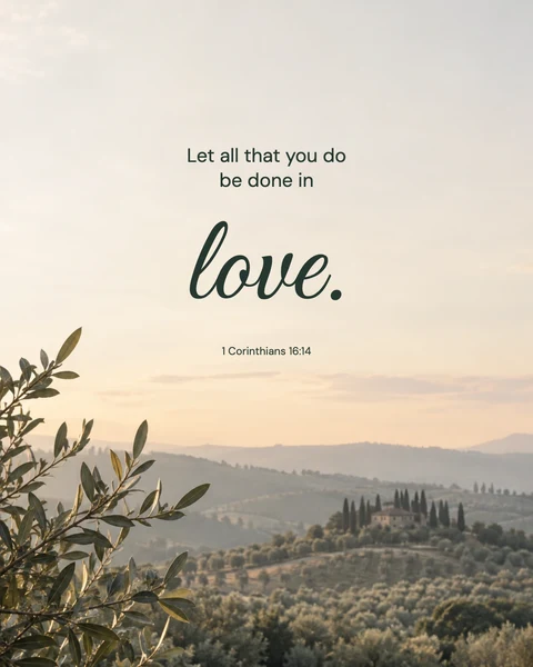 1 Corinthians 16:14 wallpaper — Olive morning