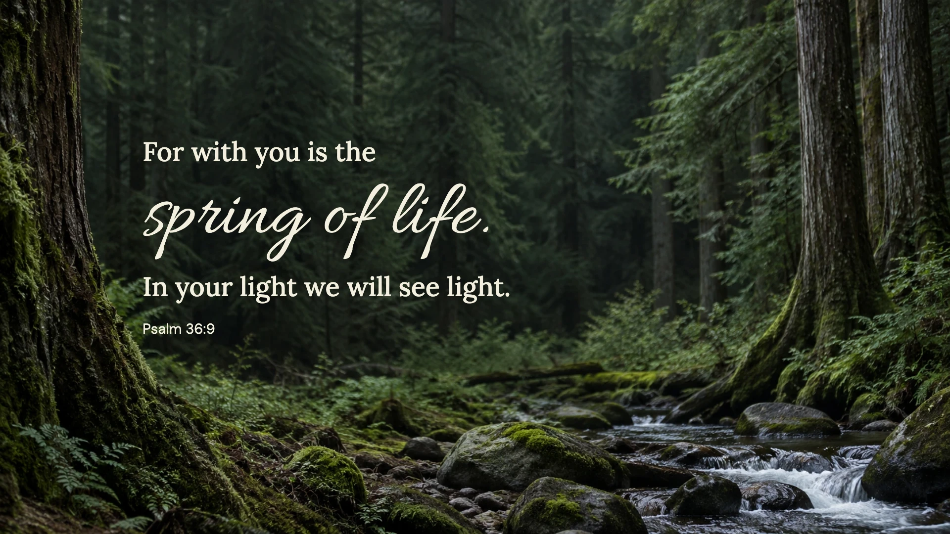 Spring of life — Nature desktop wallpaper. Psalm 36:9: For with you is the spring of life. In your light we will see light.