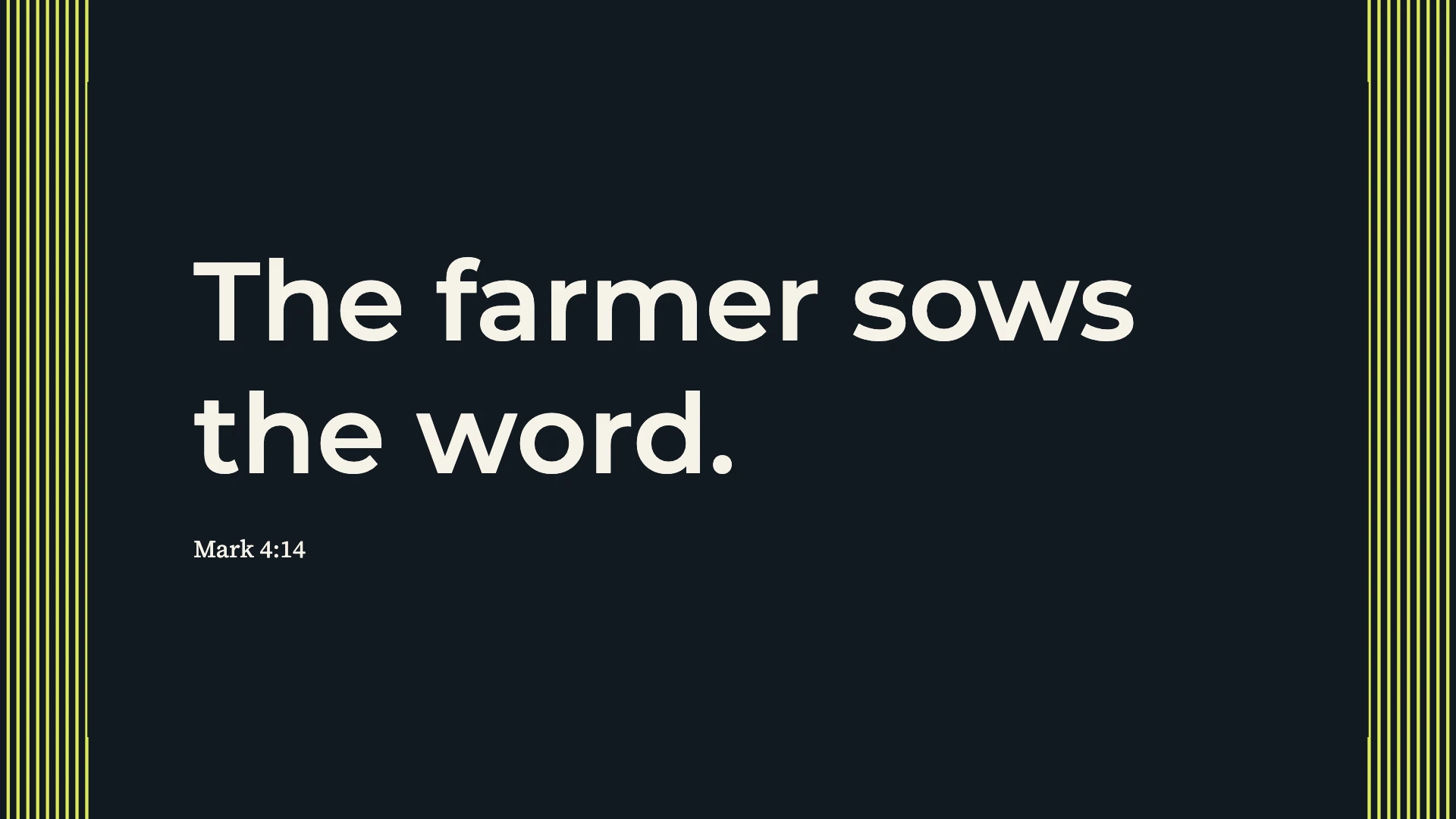 The word as seed — Optical rhythm desktop wallpaper. Mark 4:14: The farmer sows the word.