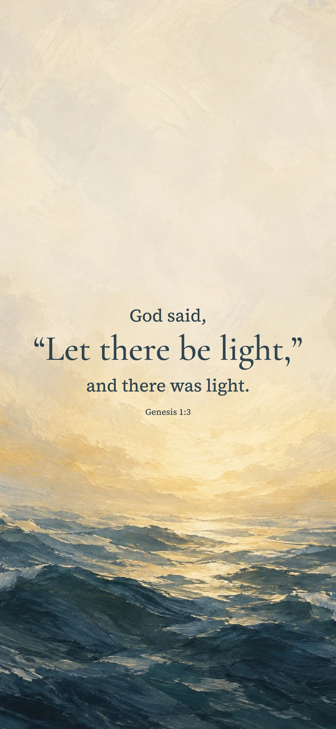 Let there be light — Biblical stories phone wallpaper. Genesis 1:3: God said, “Let there be light,” and there was light.