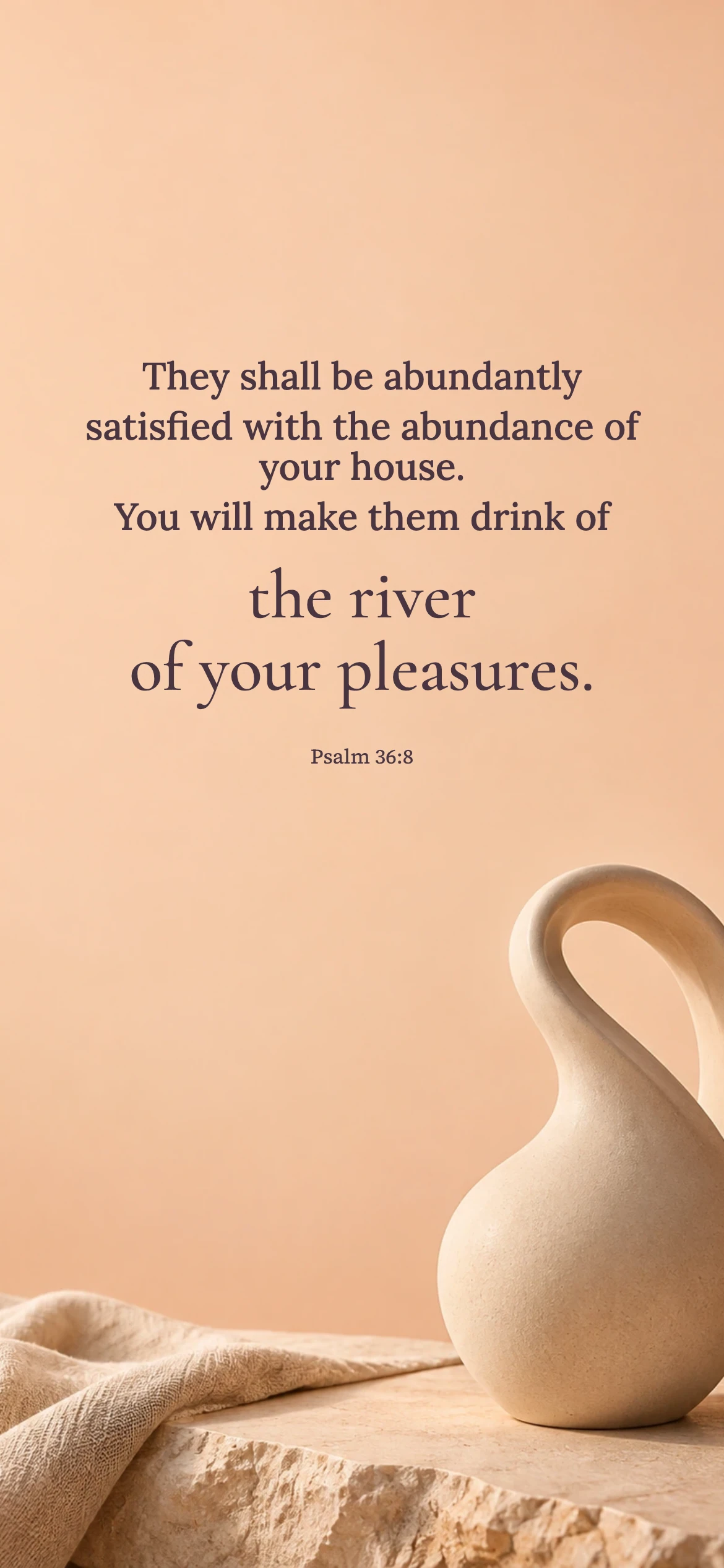Abundance in God’s hospitality — Surreal still life phone wallpaper. Psalm 36:8: They shall be abundantly satisfied with the abundance of your house. You will make them drink of the river of your pleasures.